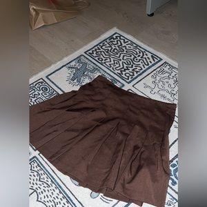 Quilted Brown Mini Skirt